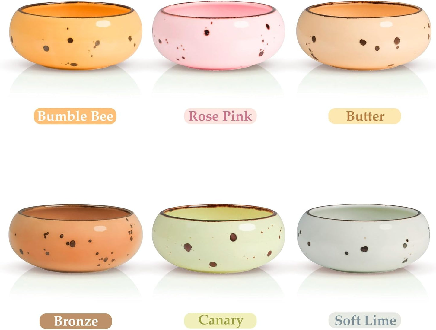 Small Hand Craft Dessert Bowls - 13.5oz Set of 6 - Microwave, Oven, Dishwasher Safe, Ice Cream, Soup, Snacks, Rice, Cereal, Chili, Side Dishes Dips, Ideal Gift - Blossom Assorted Color