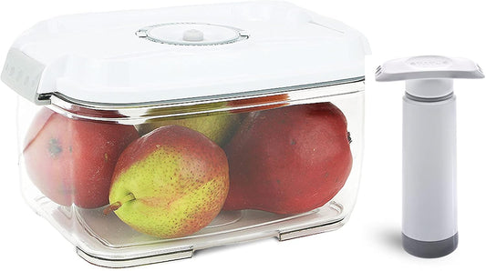 PrepSealer Food Saving Airtight BPA-free Tritan Vacuum Container (2L Rectangle + Pump + Tray) - Marinating, Fruit Keeper