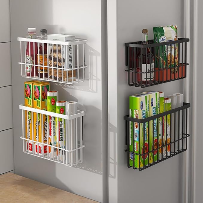 2 Piece Kitchen Cabinet Door Storage Box,Self Adhesive Wall Mounted Storage Boxes,Wardrobe/Bathroom/Refrigerator Small Items Organizer Storage Box (Black3)