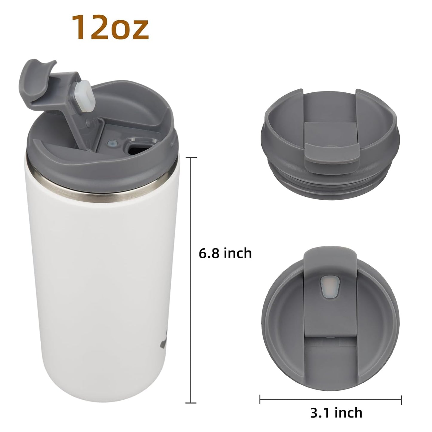 Tumbler with Lid, 12 oz Travel Coffee Mug Double Wall Vacuum Stainless Steel Thermal Metal Cup Insulated Water Bottle,Beige