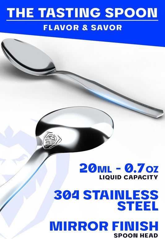 Dalstrong Professional Sauce & Plating Chef Spoon - 304 Stainless Steel - 1.4 TBSP - 9.5" Length - Silver - Metal Serving Spoon - Cooking Kitchen Utensils - Satin Finish Handle for Grip - Chef Knife