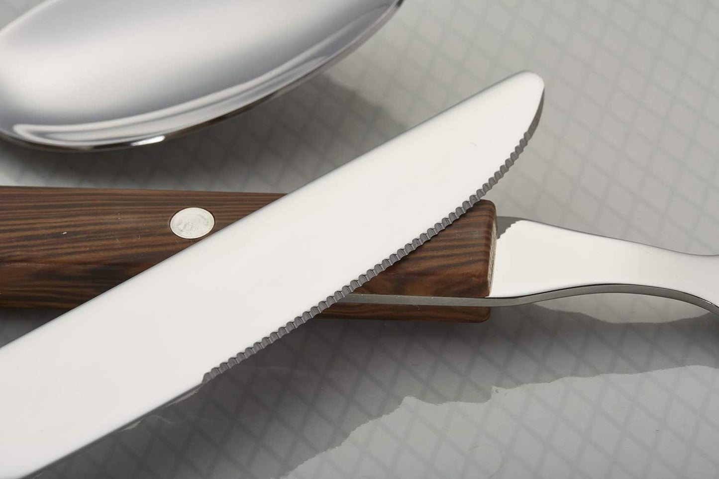 ANNOVA 20 Piece Silverware Set, Service for 4, Stainless Steel Retro/Rivet Walnut Wood Tableware Kitchen Flatware Set Utensils, Includes Dinner Knives, Forks, Spoons, Salad Forks & Dessert Spoons