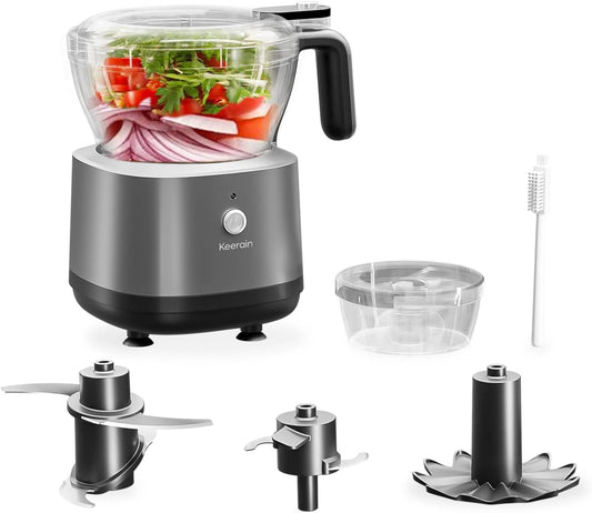 Mini Food Processor and Vegetable Chopper, Electric Food Chopper for Baby Food Maker, 4/0.5 Cup Double Containers for Salad, Carrot, Garlic Press, Hard Cheese