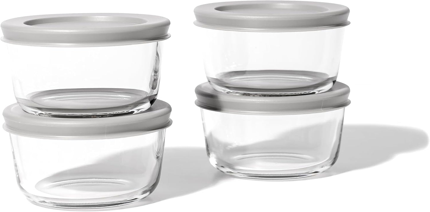 DURA LIVING 8-Piece Glass Food Storage Containers Set (4 Containers + 4 BPA-Free Lids) | 7-Ounce, Leakproof | Microwave, Freezer, Oven & Dishwasher Safe | Ideal for Meal Prep & Pantry Organization