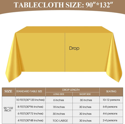 Rectangle Tablecloths 90x132 Inch 2 Pack Yellow Tablecloth Washable Decorative Linen Polyester Table Cloths for Dining Table Banquets Buffet Parties and Wedding