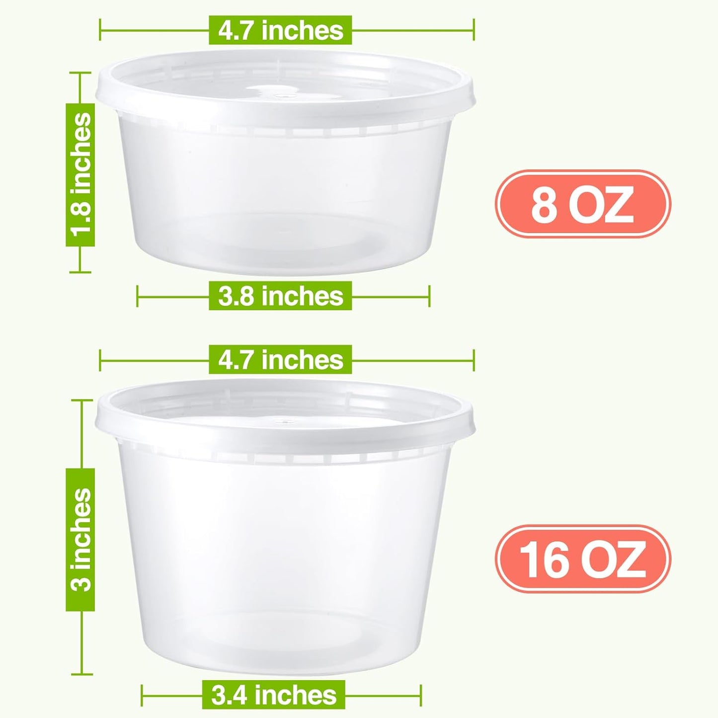 60 Set Deli-Containers-with-Lids: [8oz 16oz] Food-Storage-Containers Combo Pack, Airtight Plastic-Storage-Containers-with-Lids, Microwaveable & Freezer Safe To-Go-Containers