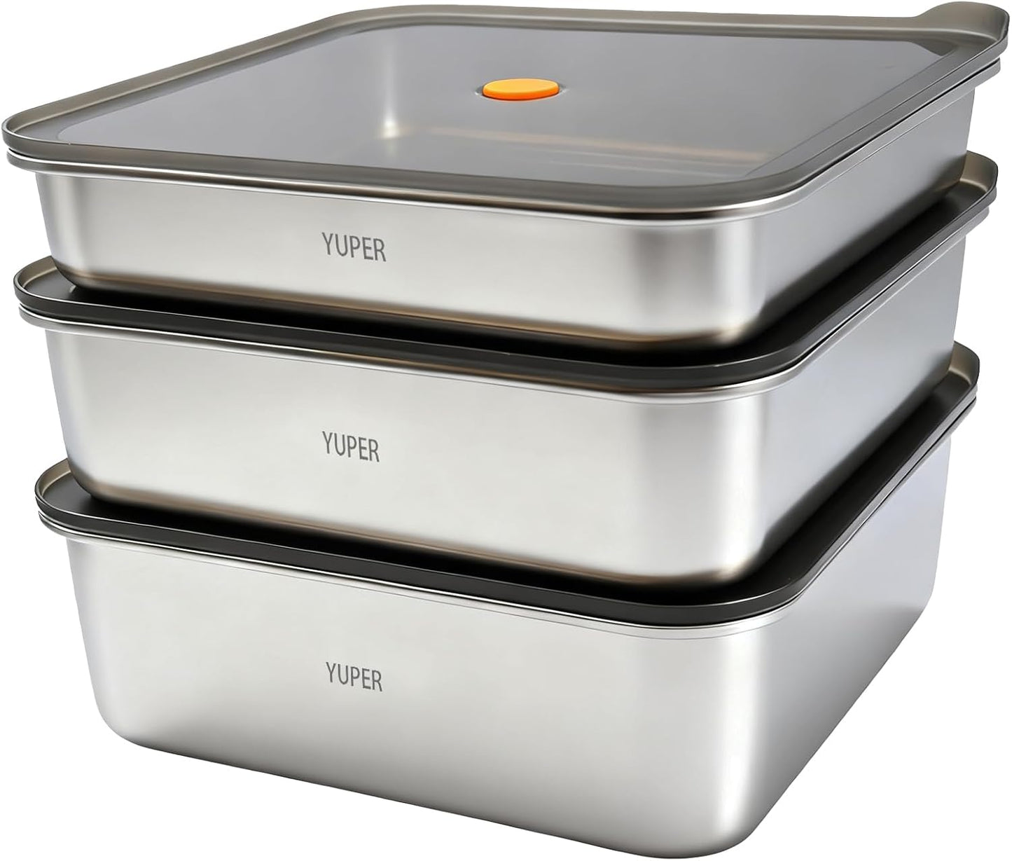 YUPER Stainless Steel Food Storage Containers, Large Meal Prep Container Sets with Lids, BPA Free, Leak Proof & Airtight, Microwave, Dishwasher, Fridge, Freezer & Oven Safe, 3 Pack (84+125+162OZ)