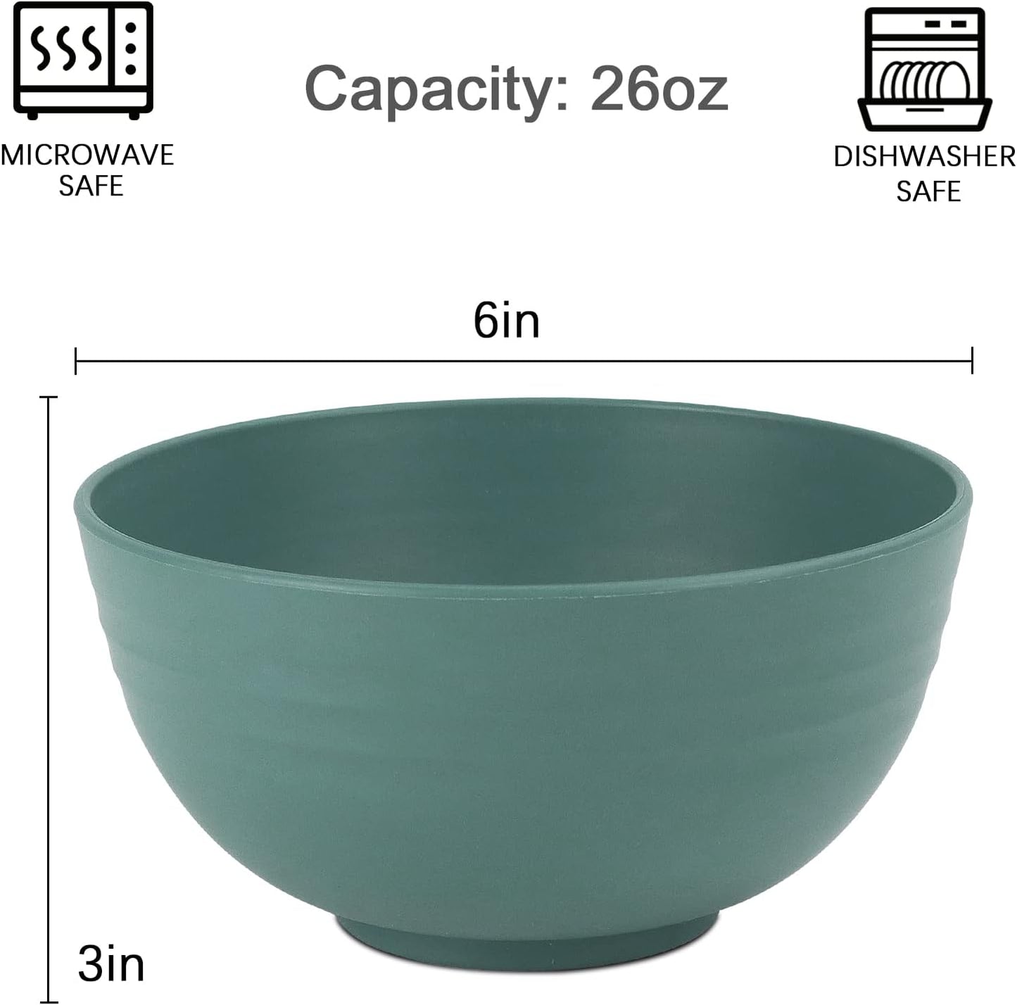 Homienly Wheat Straw Cereal Bowls 26 OZ, Microwave and Dishwasher Safe Wheat Straw Bowls, Alternative to Plastic Bowls Reusable, Unbreakable Bowl for Serving, Snack, Dinner, Soup(Green, 26 OZ)