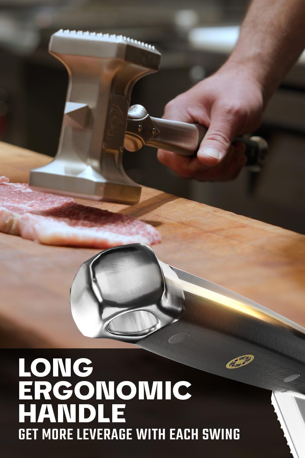 Dalstrong Meat Tenderizer Tool - NEW IMPROVED - Dual Sided, Extra-Large Meat Hammer - Premium High-Carbon Stainless Steel - Meat Mallet - Chef Pounder - Black G10 Handle