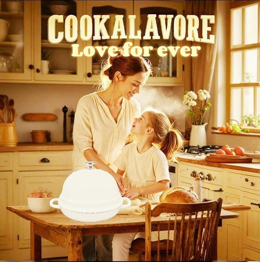 Dutch Oven for Bread Baking,6 Quart Enamel Bread Oven for Sourdough,10.5"Bread Oven with Lid,Bread Pans for Homemade Bread,White Thick Enamel Bread Pan-with Silicone Baking Mat&Recipe,Gifts for Family