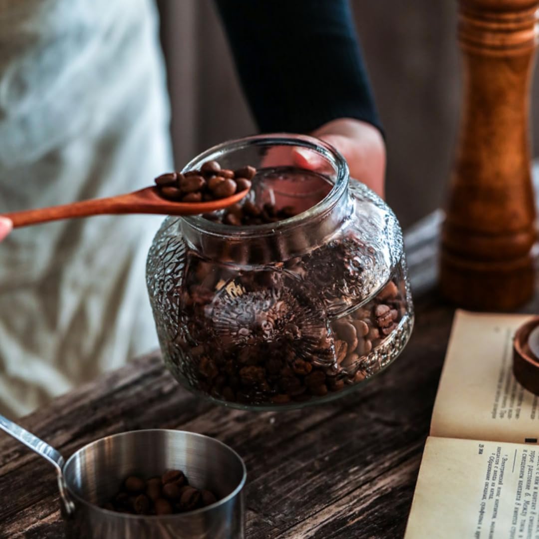 Vintage Decorative Glass Jar, 25.3 FL OZ Glass Food Storage Container, Glass Jar with Lid for Kitchen Pantry Holds Candy Coffee Tea Nuts Sugar Container (Sunflower)