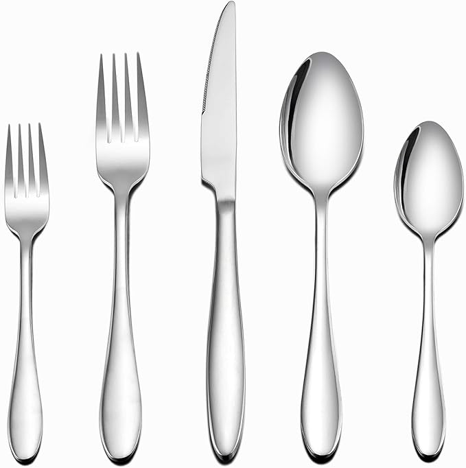 LIANYU 30 Piece Silverware Set for 6, Stainless Steel Flatware Cutlery Set, Tableware Eating Utensils Include Forks Knives Spoons, Mirror Finish, Dishwasher Safe
