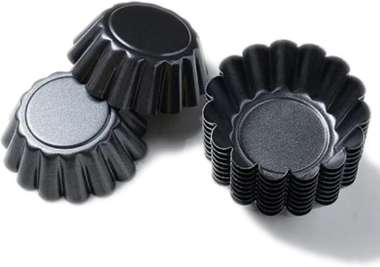 12 Packs Egg Tart Pan, Non-Stick Carbon Steel Molds, Reusable Mini Pie Mould Muffin Cupcake Pudding Baking Cup for Pies, Cakes, Quiche Bakeware - 2.6 x 0.9 Inch