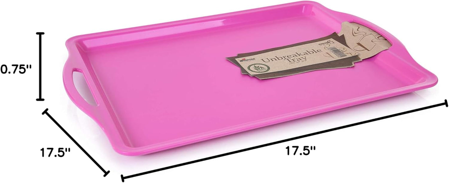 Mintra Home Durable Serving Tray - (1pk, Purple) Unbreakable, Breakfast, Cafeteria, Fast Food, Handles