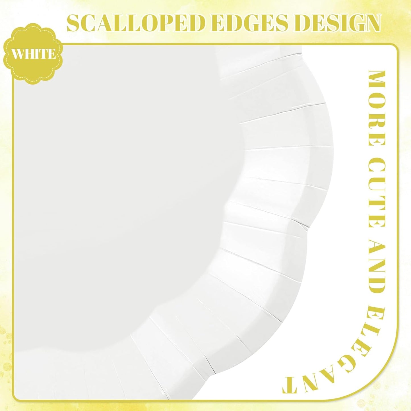 30 Pcs White Paper Plates, 9 Inch Scalloped Paper Plates Disposable Dinner Plate Dessert Cake Plate Party Supplies for Wedding Bridal Baby Shower Birthday