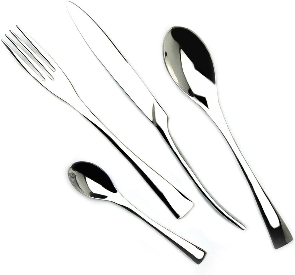 Luxury 4-Piece 18/10 Stainless Steel Flatware Set, Mirror Polishing Silver