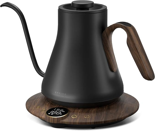 Electric Kettles, INTASTING Gooseneck Electric Kettle, ±1℉ Temperature Control, Stainless Steel Inner, Quick Heating, for Pour Over Coffee, Brew Tea, Boil Hot Water, 0.9L (Glossy Black)