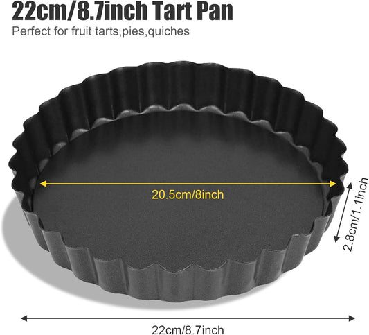 8 Inch Tart Pan Fluted Fruit Pie Pans With Removable Base Nonstick Coating Tarts Molds for Baking Supply For Pizza Tartlet Cake Quiche
