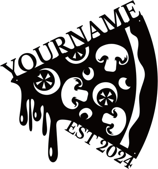 magilab Personalized Pizza Metal Sign, Custom Kitchen Wall Decor for Home & Outdoor, Food Lover Gift (Style C)