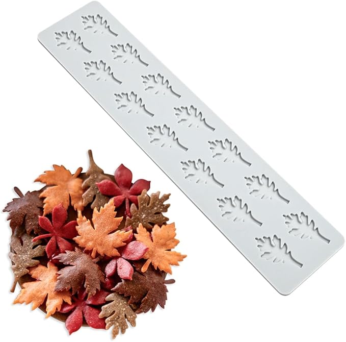 mostsom Embossing Lace Fondant Molds, Silicone Oak Leaf Vine Mat for Wedding/Autumn Cake Decor, Cupcake Topper, Gum Paste, Icing Candy Imprint Baking Mould - Sugarcraft Trimming Tool (H_ Oak Leaves)