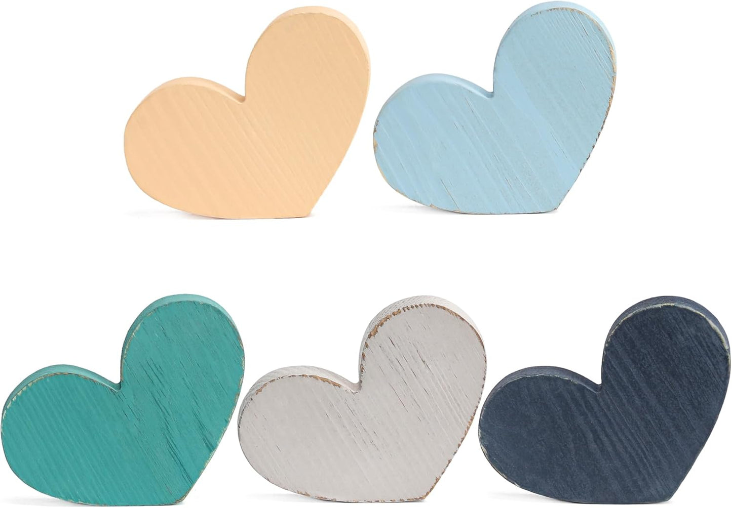 5Pcs Wood Winter Heart Christmas Tiered Tray Decor Centerpieces for Table Winter Blue Farmhouse Rustic Kitchen Decoration for Home Kitchen Valentine Heart