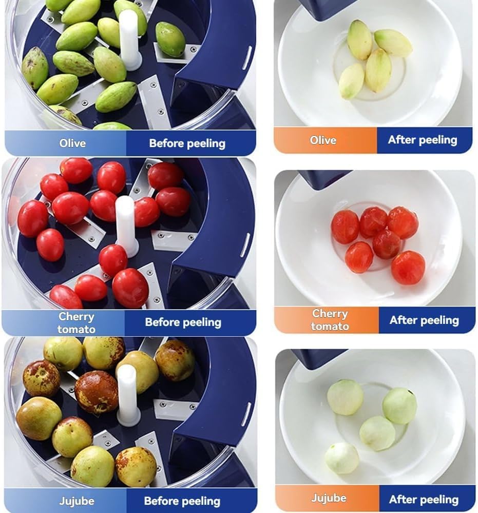 Automatic Grape Peeler Machine, Electric Garlic Peeler & Cherry Tomato Skin Remover Tool for Small Fruits, Efficient Peeling Kitchen Gadget for Home Use (Blue)