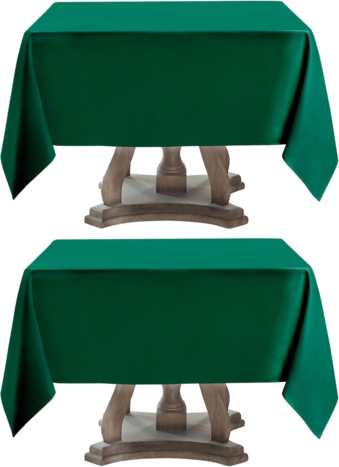 Square Tablecloth 52 x 52 Inch Dark Green Tablecloths Stain-Wrinkle Resistant Washable Polyester Table Cloths for Holiday, Buffet Parties,and Wedding 2pack