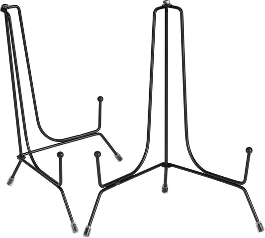 2 Pack Improved Anti-Slip Plate Stands, 8 Inch Black Iron Display Stands for Frames, Pictures, Books, Artworks