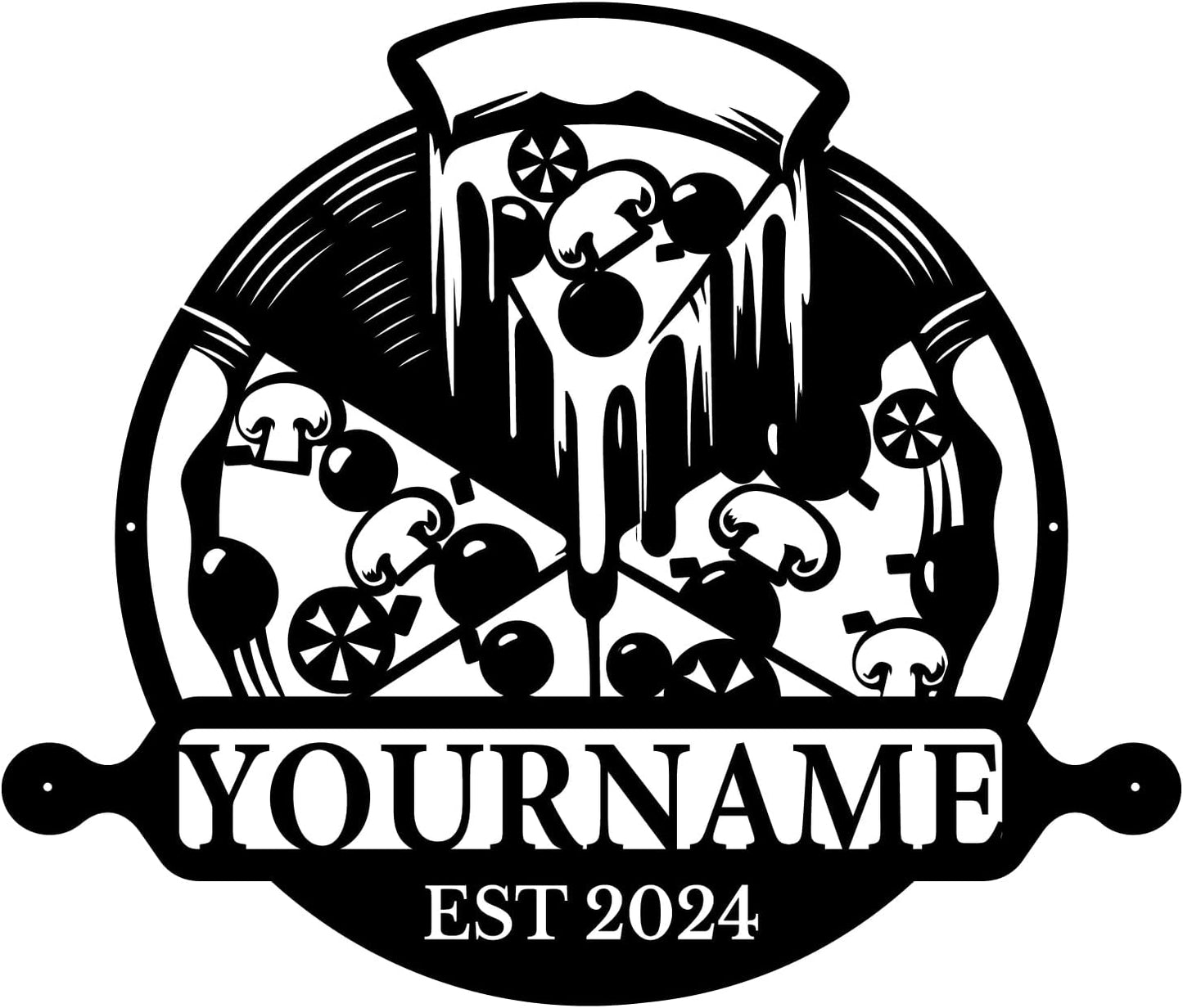 magilab Personalized Pizza Metal Sign, Custom Kitchen Wall Decor for Home & Outdoor, Food Lover Gift (Style A)