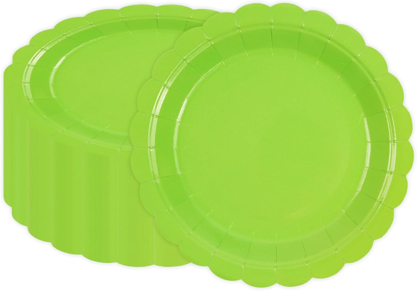 50Pcs Bright Green Paper Plates-7 Inch Solid Color Scalloped Design Birthday Dinnerware Set Disposable Dinner Party Supplies for Wedding Baby Shower Table Decor Pininc Fall Party Decor