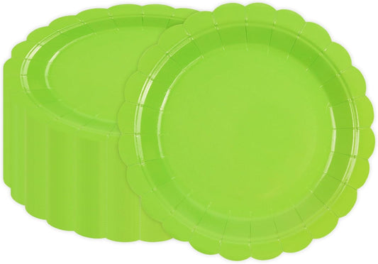 50Pcs Bright Green Paper Plates-7 Inch Solid Color Scalloped Design Birthday Dinnerware Set Disposable Dinner Party Supplies for Wedding Baby Shower Table Decor Pininc Fall Party Decor