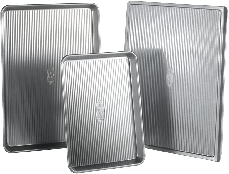 USA Pan 3-Piece Warp Resistant Non-Stick Aluminized Steel Bakeware Set