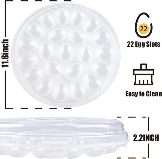 HANSGO Deviled Egg Containers with Lid, Portable Deviled Egg Platter Carrier Holder Trays with 22 Slots for Holiday Party and Home Kitchen, Clear