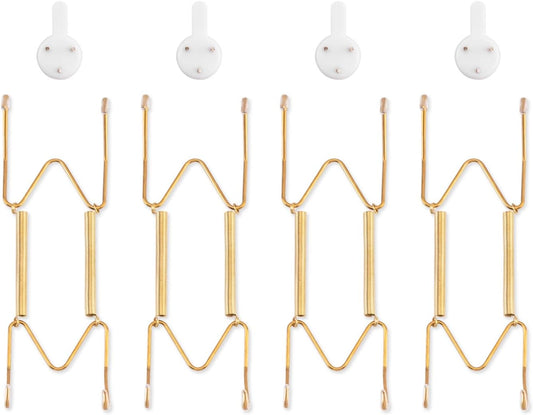 Bilillo 4 Pack Plate Hangers for The Wall, Suitable for 6-8 inch Art Plate, Stainless Steel Invisible Heavy Duty Wire Plate Holder with Wall Hooks, Plate Hangers for Displaying Plates, Platter, Dish