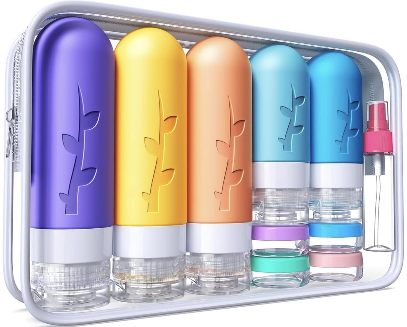 19pack Travel Bottles for Toiletries, TSA Approved Silicone Size Containers for toiletries, Refillable & Leakproof Travel shampoo and conditioner bottles