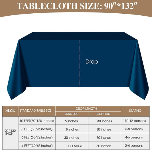Rectangle Tablecloths 90x132 Inch 2 Pack Navy Blue Tablecloth Washable Decorative Linen Polyester Table Cloths for Dining Table Banquets Buffet Parties and Wedding