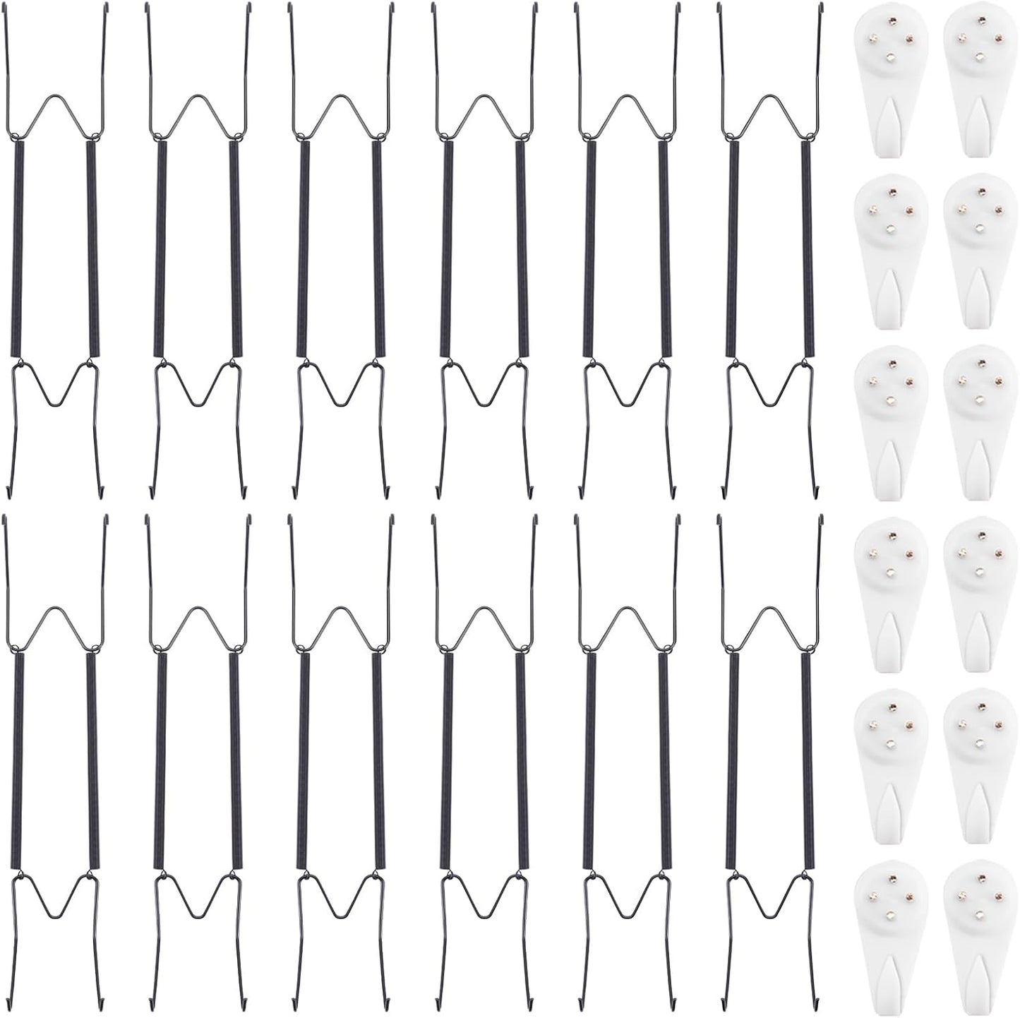 Bilillo 12 Pack Plate Hangers for The Wall, Suitable for 12''-16'' Decorative Plate,Invisible Heavy Duty Wire Plate Holder with Wall Hooks, Plate Hangers for Displaying Plates, Platter, Dish (Black)