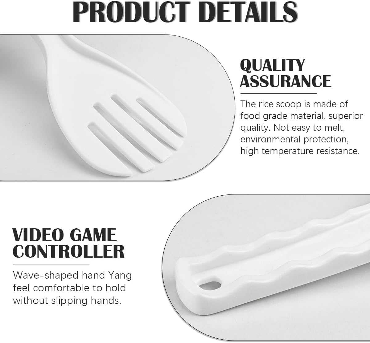 DOERDO 2Pcs Rice Paddle Plastic Non-Stick Rice Spoon Heat Resistant Scooper Spatula for Home Restaurant, White