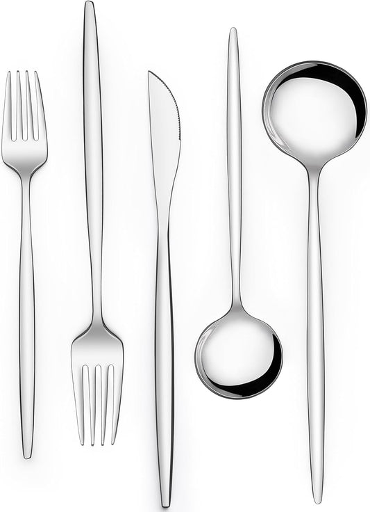 Silverware Set 20 Piece, Wildone Stainless Steel Flatware Set Service for 4, Cutlery Utensil Sets for Home Restaurant, Include Knife Fork Spoon Set, Dishwasher Safe