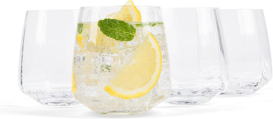 Larder & Vine Crystalline Glassware Tumbler Set, Artisan Drinkware for Cocktails, Water, Whiskey or Spirits, Handmade in Poland (Cafe Short)