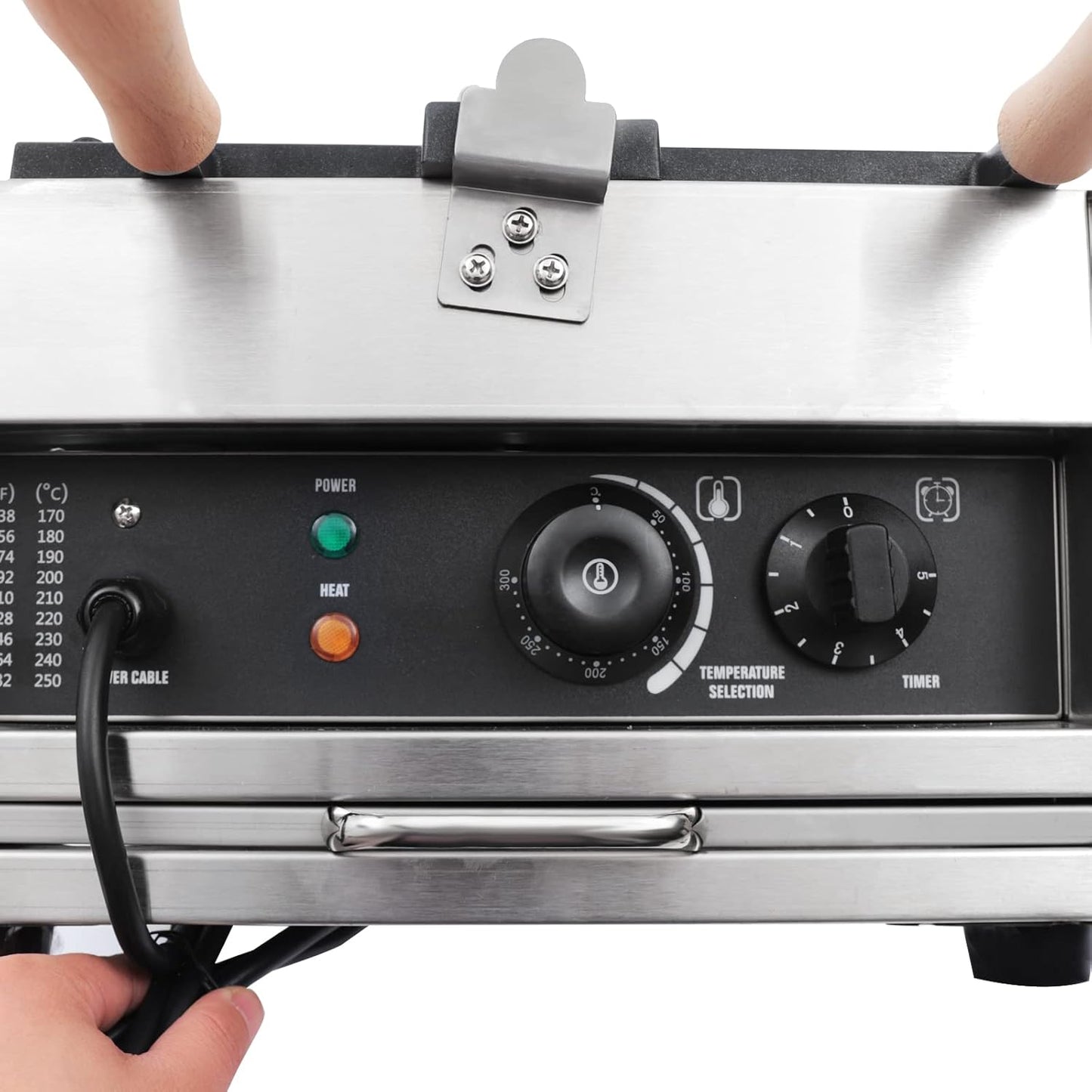 1400W Commercial Waffle Maker, Double-Sided Honeycomb Waffle Maker with Adjustable Temperature and Timer, Stainless Steel 3 Mold Waffle Machine for Homes Restaurants