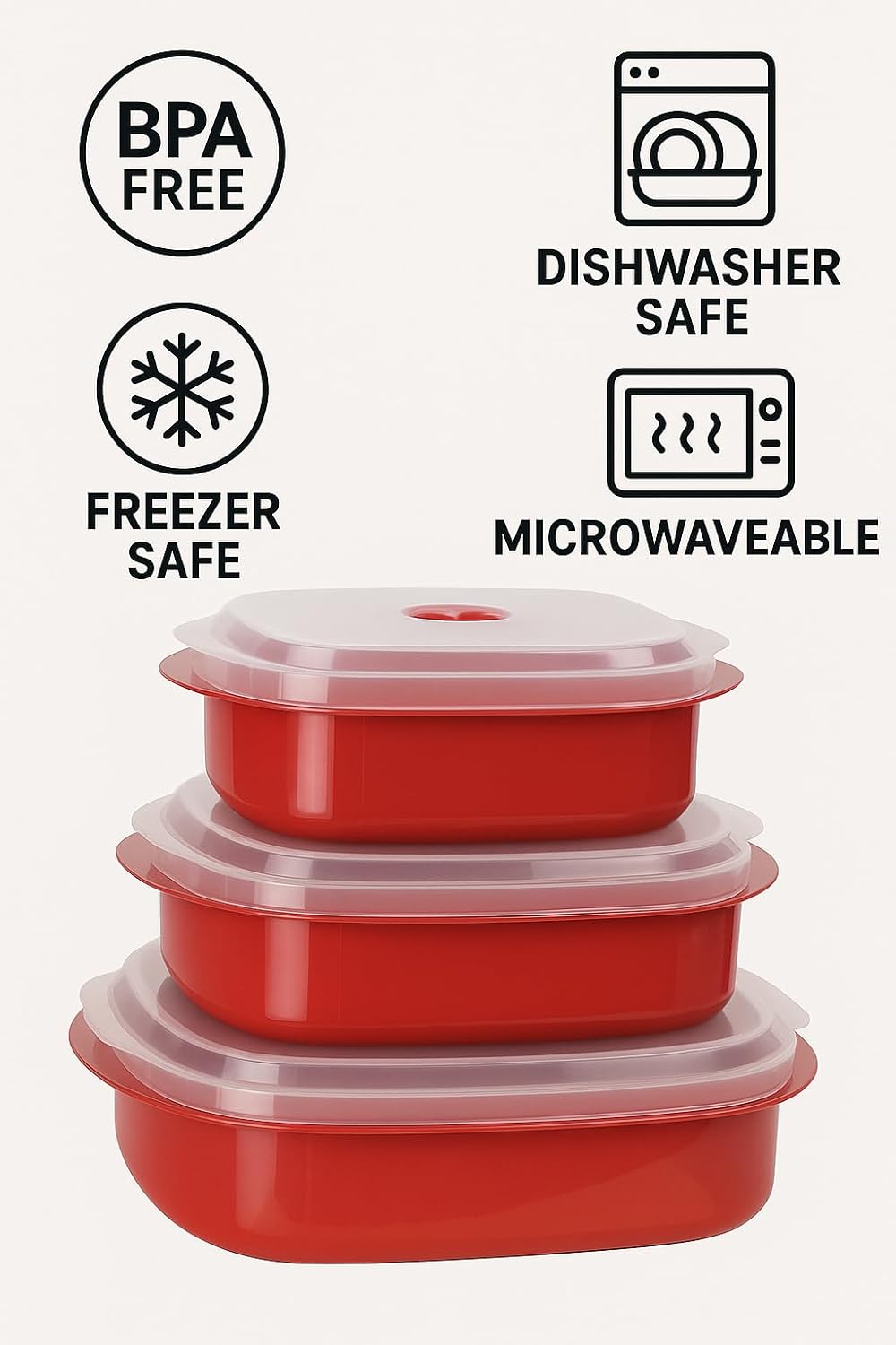 Reston Lloyd Nesting Microwave Containers, Set of 3, Adjustable Steam Vents, Airtight, Meal Prep, Durable BPA-Free Plastic- Freezer & Dishwasher Safe, Cookware & Food Storage, Anyday Cookware, Azure