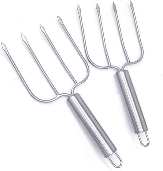 Stainless Steel Poultry Lifters Set of 2.Meat Fork, Roaster Poultry Fork, Carving Forks, Transfer Chicken or Ham Easily