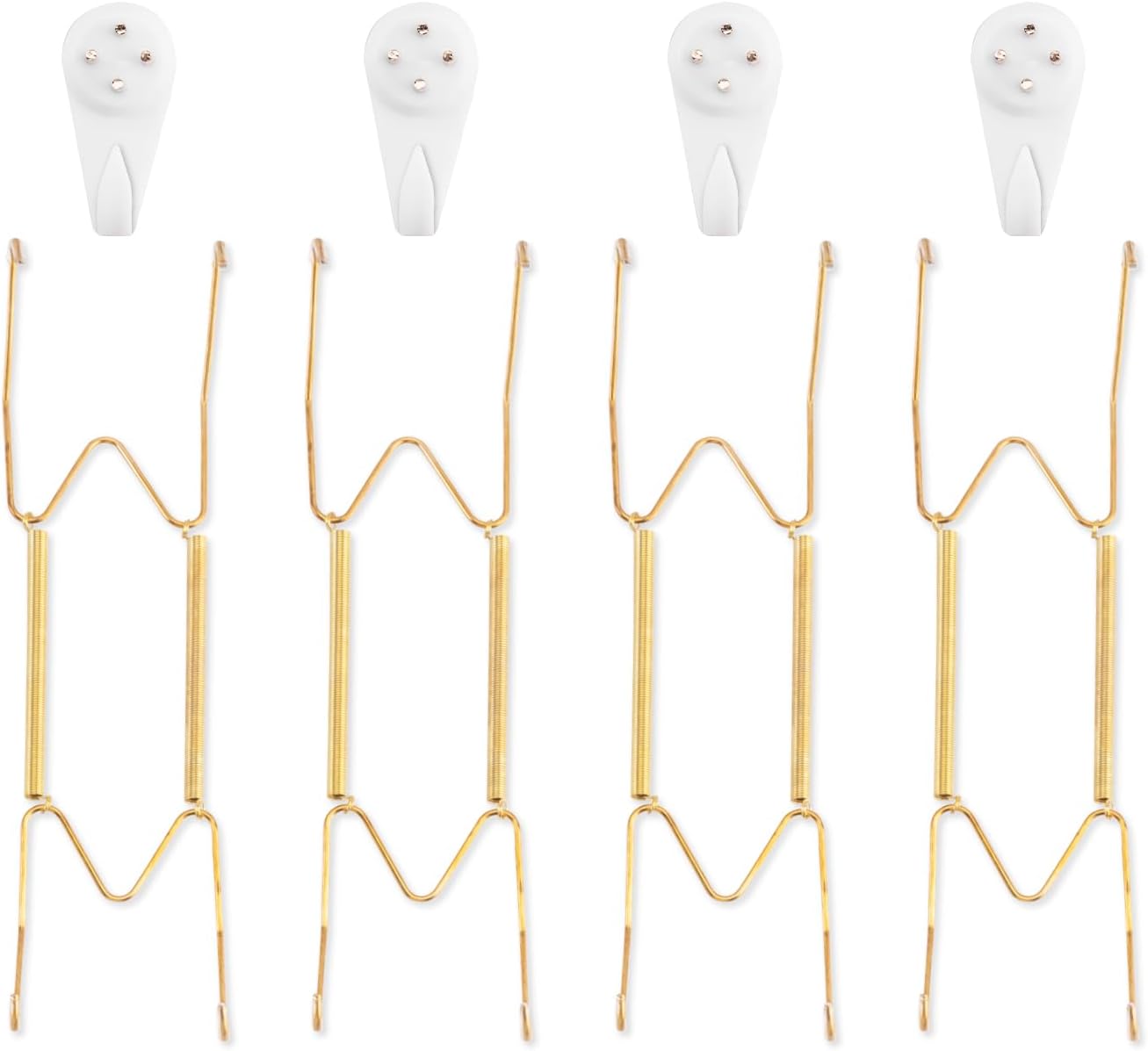 Bilillo 4 Pack Plate Hangers for The Wall, Suitable for 9-11 inch Art Plate, Stainless Steel Invisible Heavy Duty Wire Plate Holder with Wall Hooks, Plate Hangers for Displaying Plates, Platter, Dish