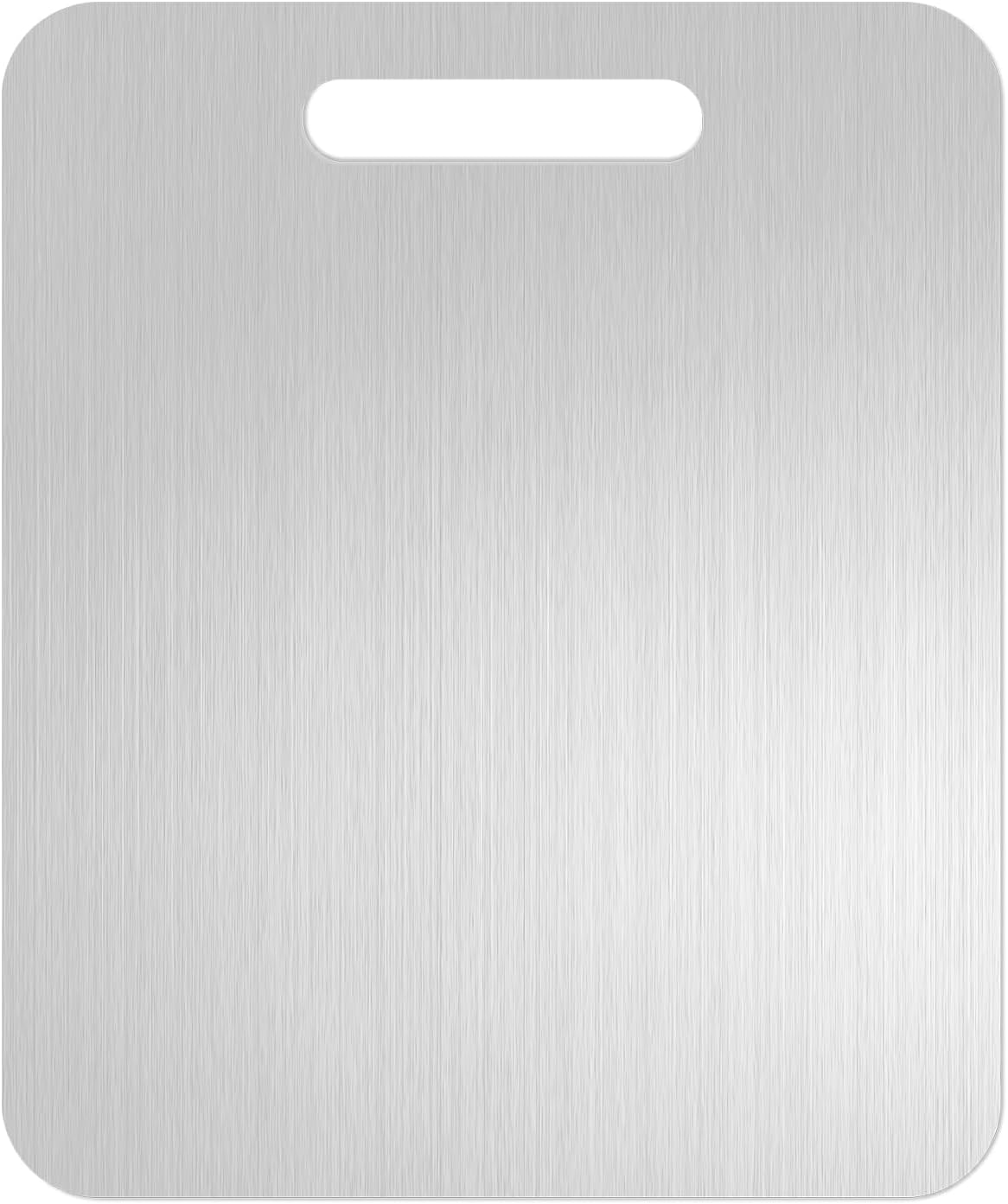 Titanium Cutting Board Set of 1, 18 * 12inches, Titanium Cutting Boards for Kitchen, Food Grade Metal Double Sided Chopping Boards for Kitchen Counter Meat Vegetable Fruit Outdoor Camping