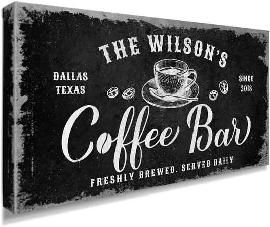 IPIC - Tailored Canvas Custom Coffee Bar Sign, Personalized Wall Art Decor, Large Canvas Wall Art Signage for Home, Kitchen, Coffee Station, Business and Office