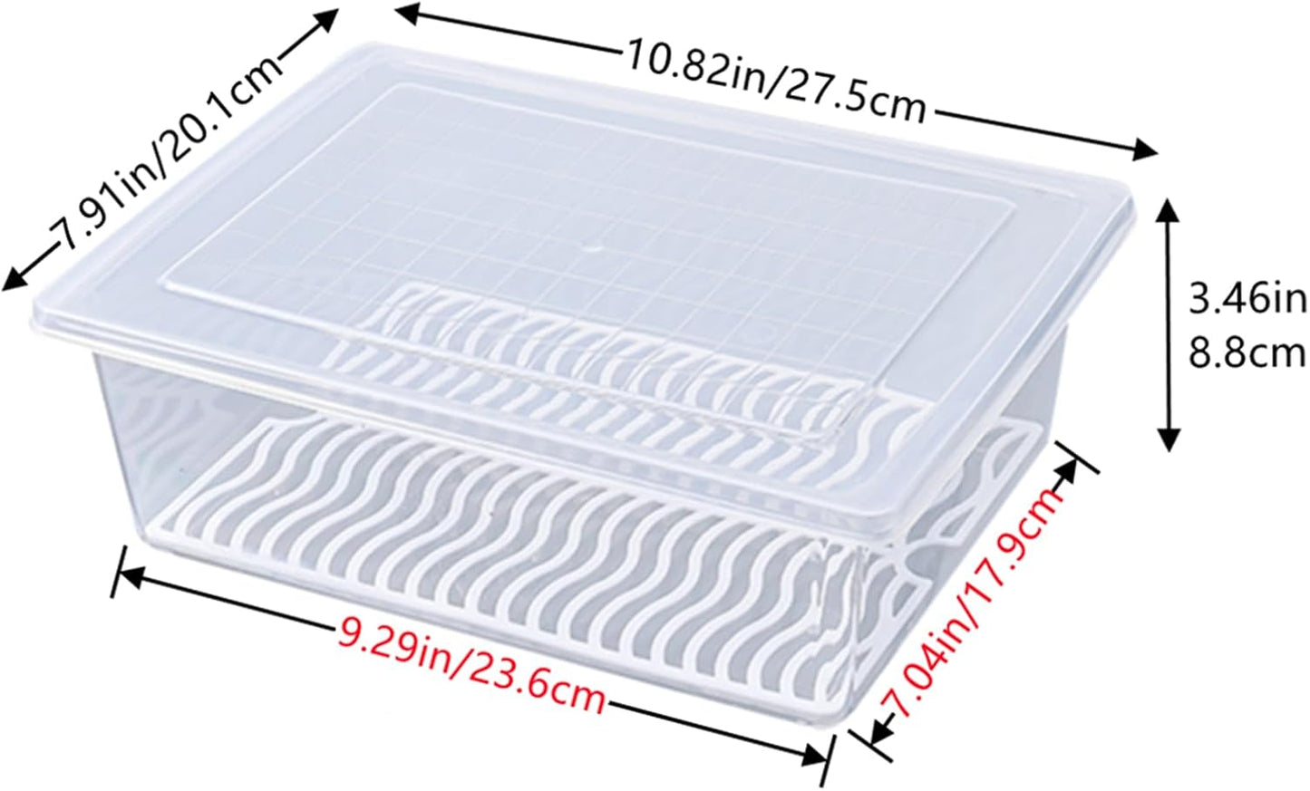 Food Storage Container, Plastic Food Containers with Removable Drain Plate and Lid, Stackable Portable Freezer Storage Containers - Tray to Keep Fruits, Vegetables, Meat (X-Large(4PCS))