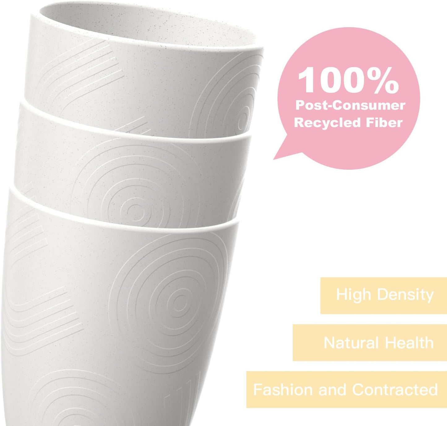 Homienly Drinking Cups 12 OZ Wheat Straw Cup Sets of 6 Reusable Water Drinking Glasses Dishwasher Safe Water Glasses Lightweight Tumbler for Kitchen - White