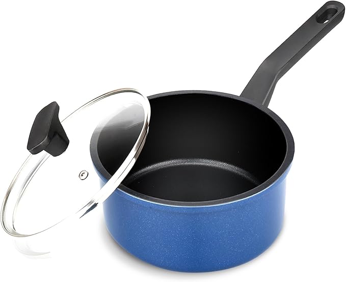 Nonstick Sauce Pan with Lid,2QT small pot, PFOA Free,Kitchen Pots Induction Pot,Blue