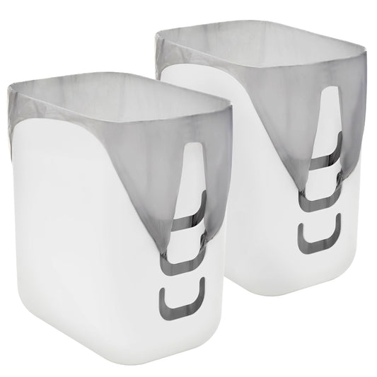 STORi Luup Bathroom Wastebasket 2pk, Secure Grocery Bags, Plastic Garbage Container for Vanity, Laundry Room, Kitchen, Office, 2.5 Gallon, White, Made in USA